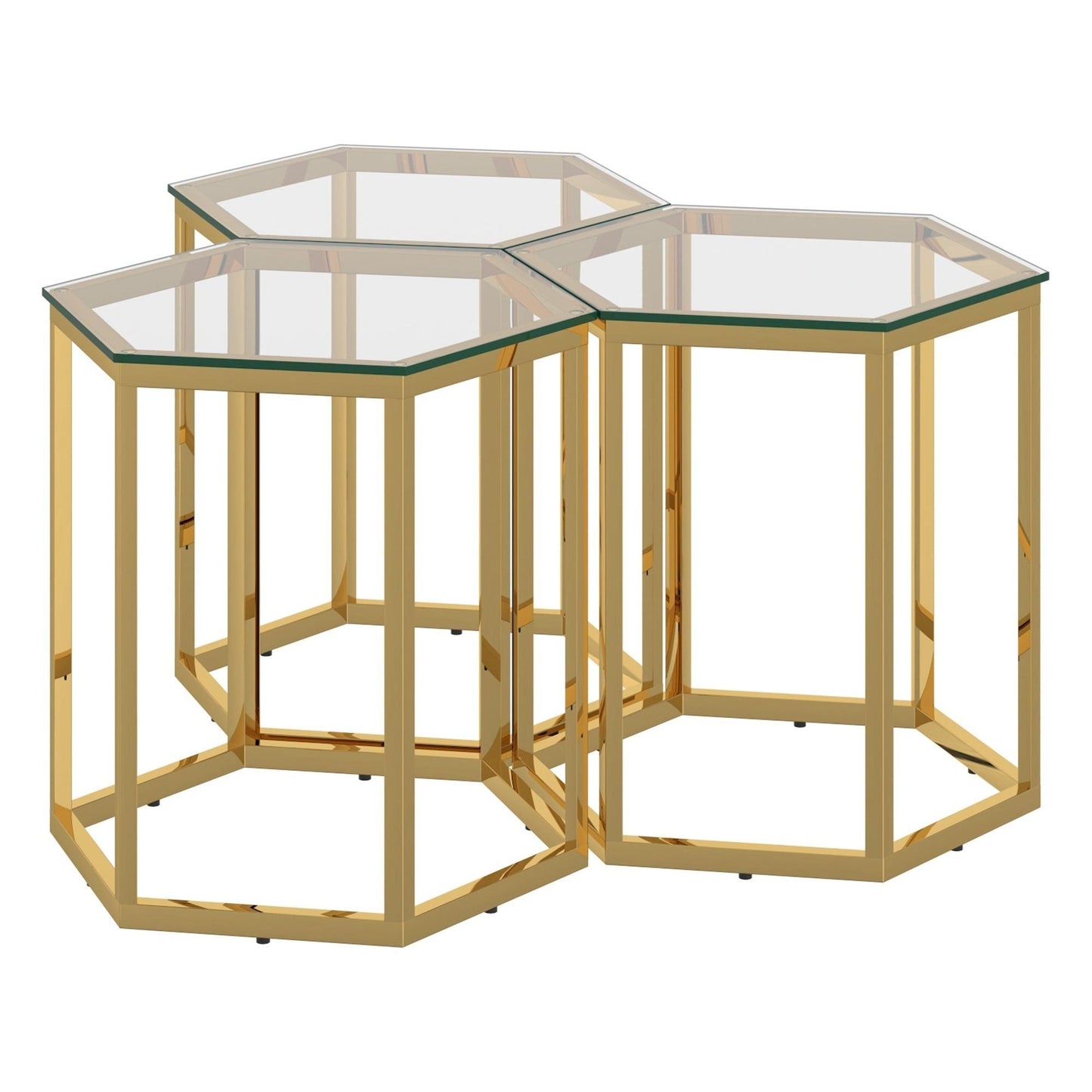 Fleur 3pc Accent Table Set in Gold