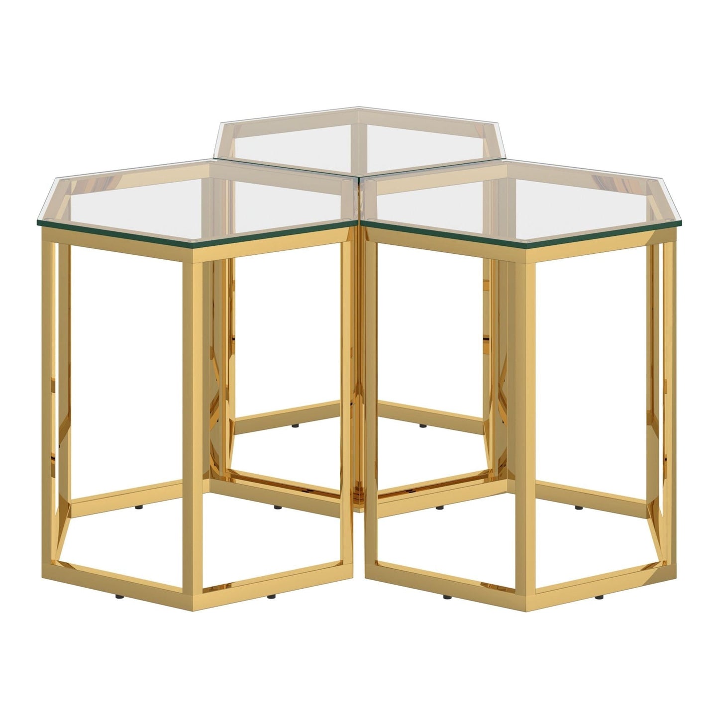 Fleur 3pc Accent Table Set in Gold