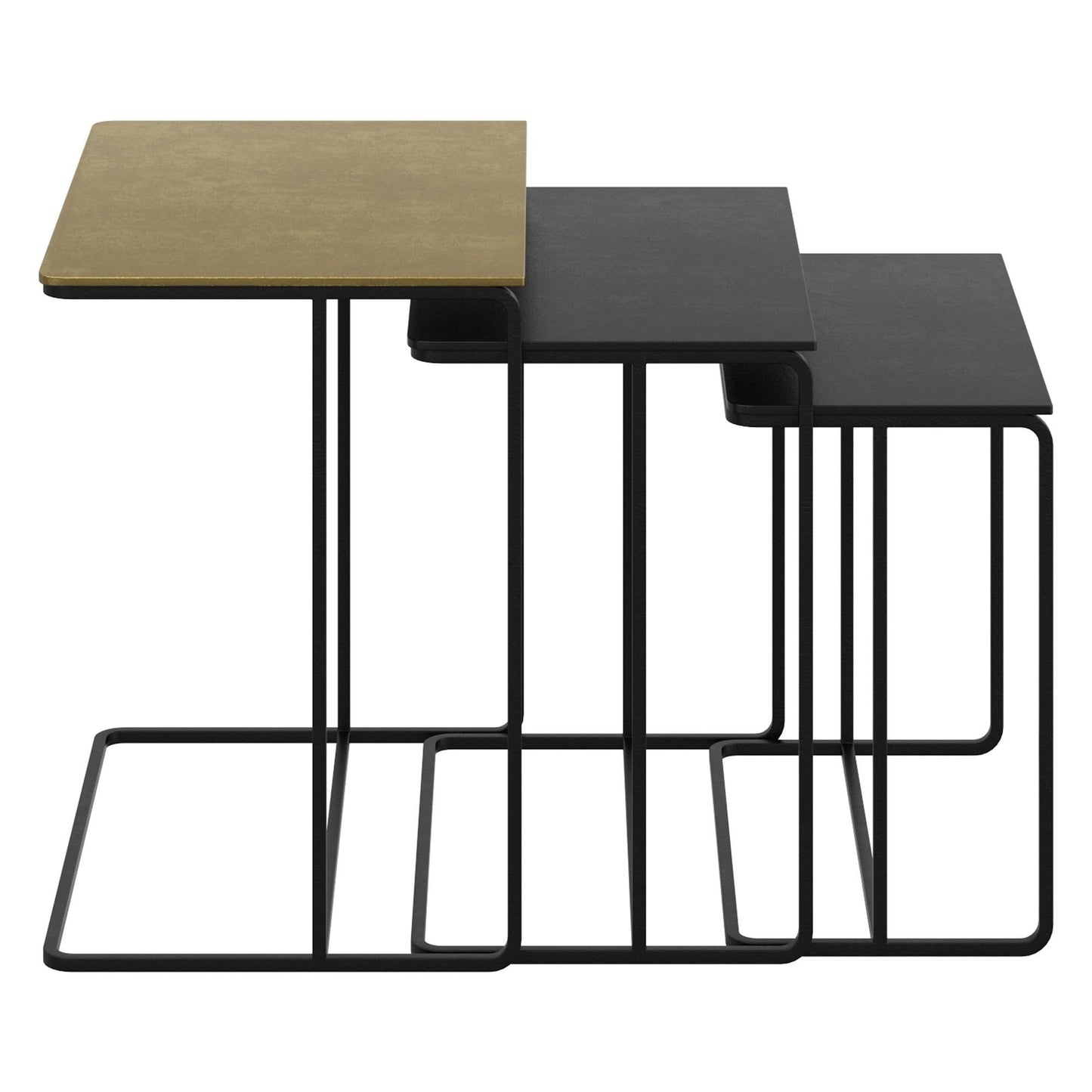 Bristol 3pc Accent Table Set in Antique Gold and Black