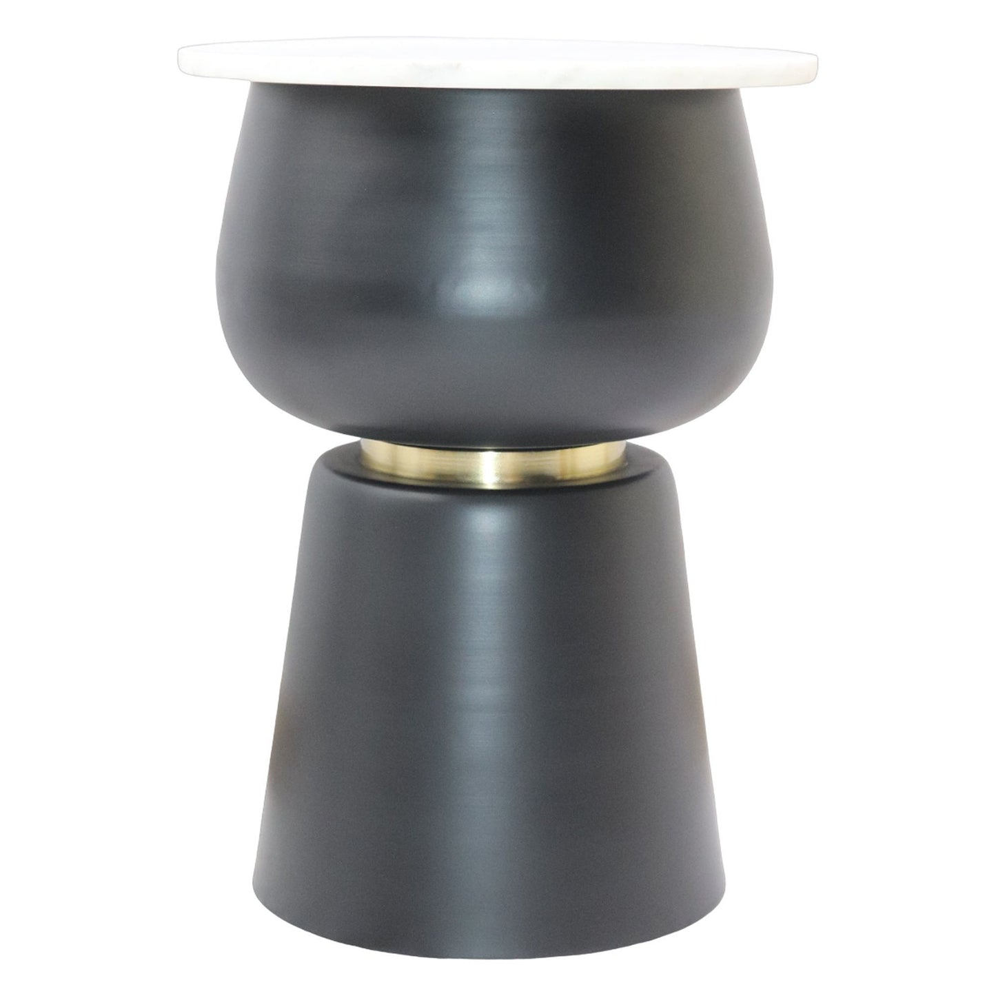 Alora Accent Table in Black and White and Brushed Gold