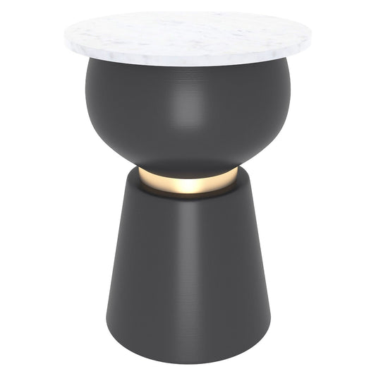 Alora Accent Table in Black and White and Brushed Gold