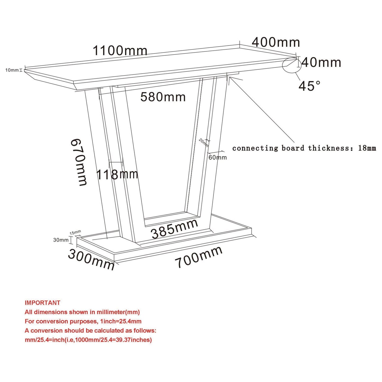 Forna Console Table in Natural and Black