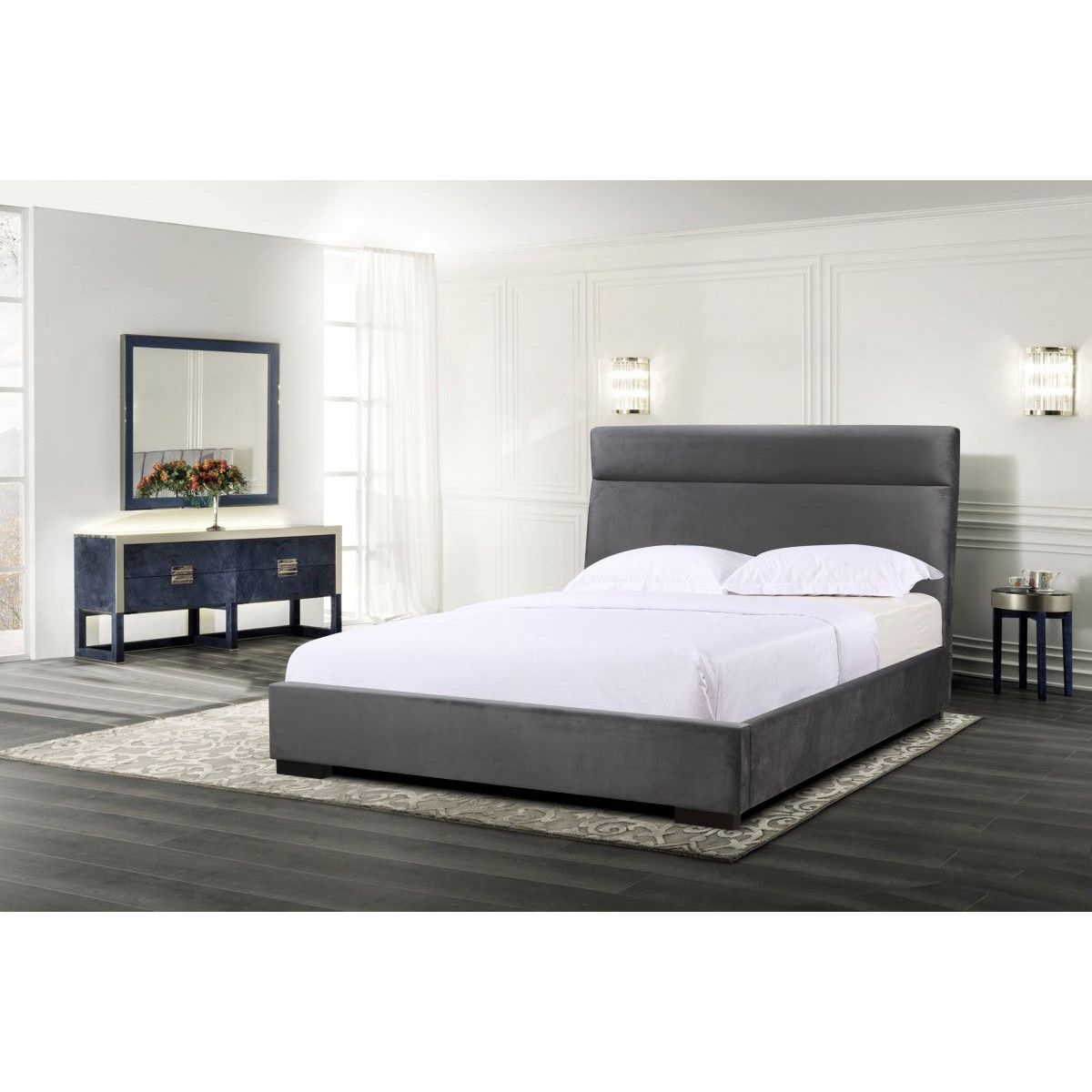 Daryn King Platform Bed - Grey