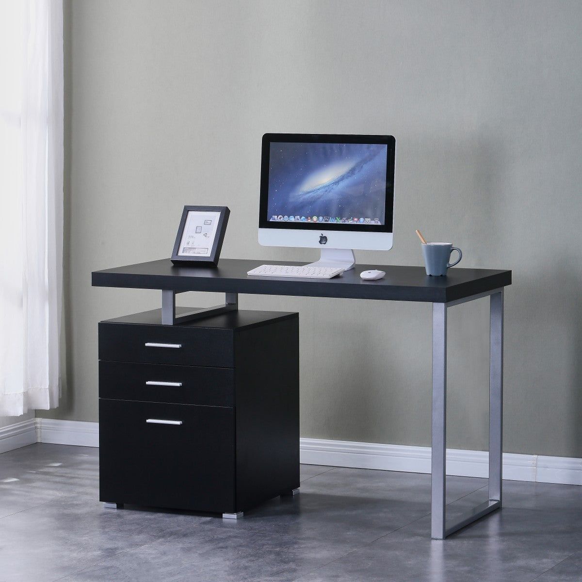 Nima Office Desk & Chair Set, Grey