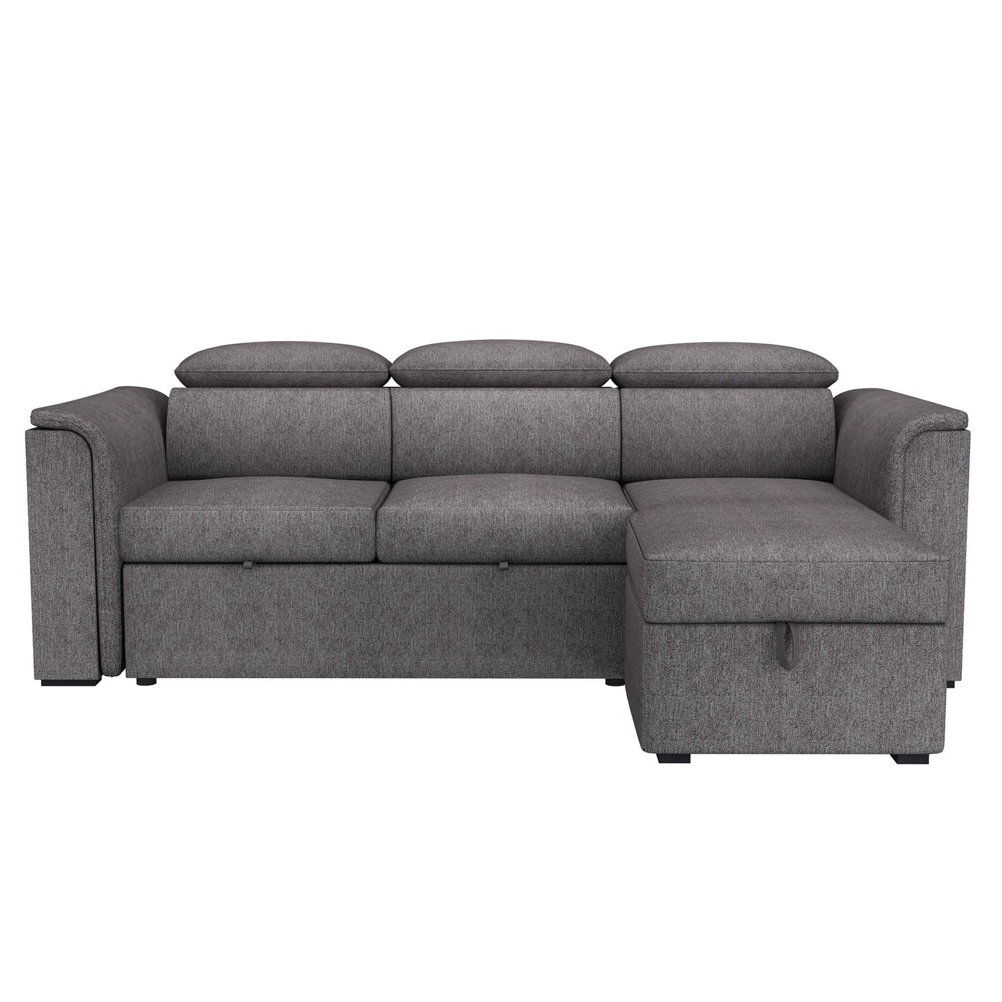 Oskar 93.5" Sectional Sofa w/Bed & Storage in Charcoal