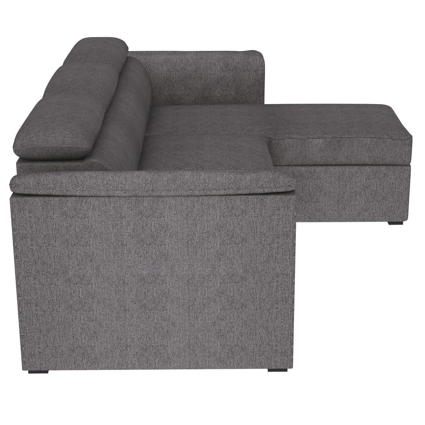 Oskar 93.5" Sectional Sofa w/Bed & Storage in Charcoal