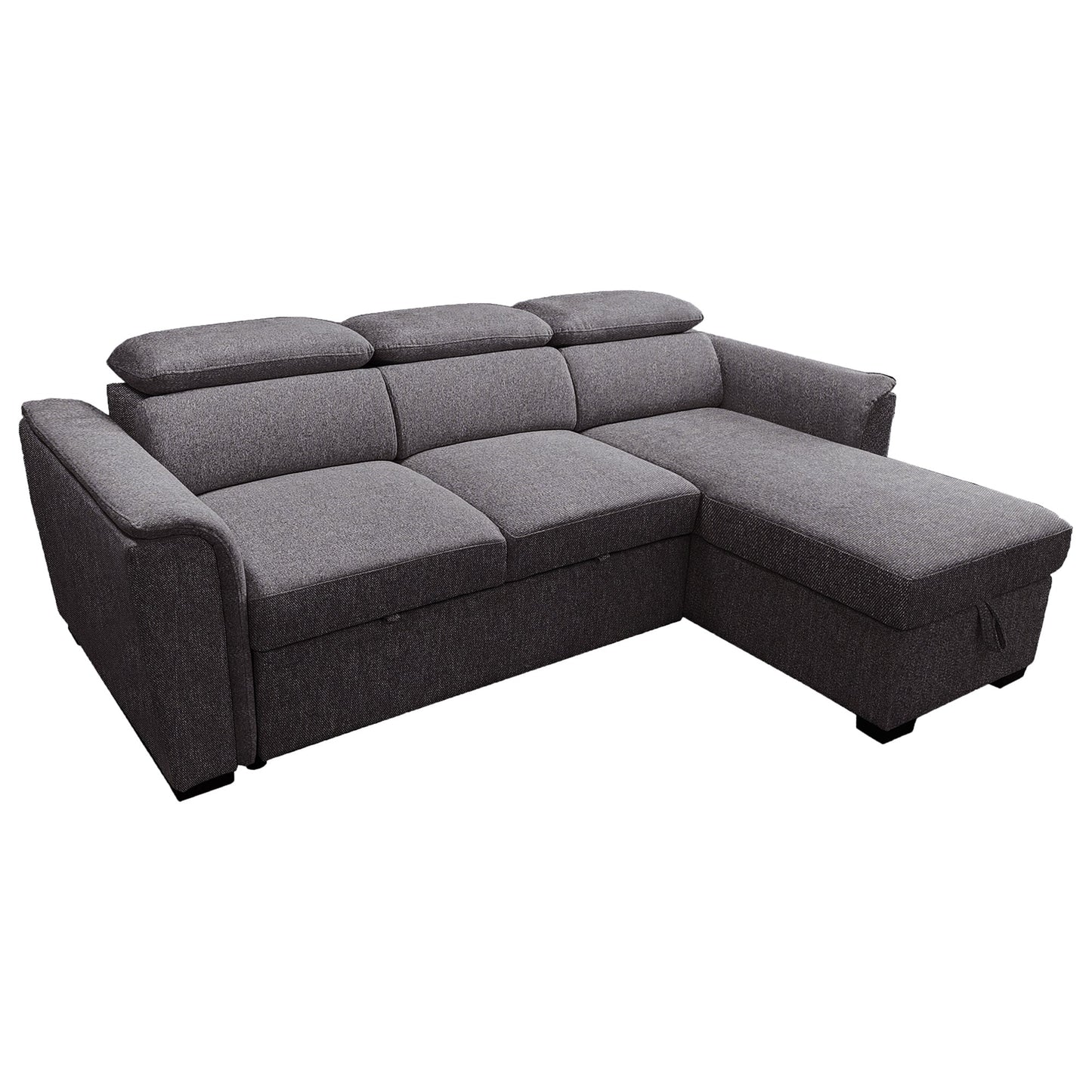 Oskar 93.5" Sectional Sofa w/Bed & Storage in Charcoal