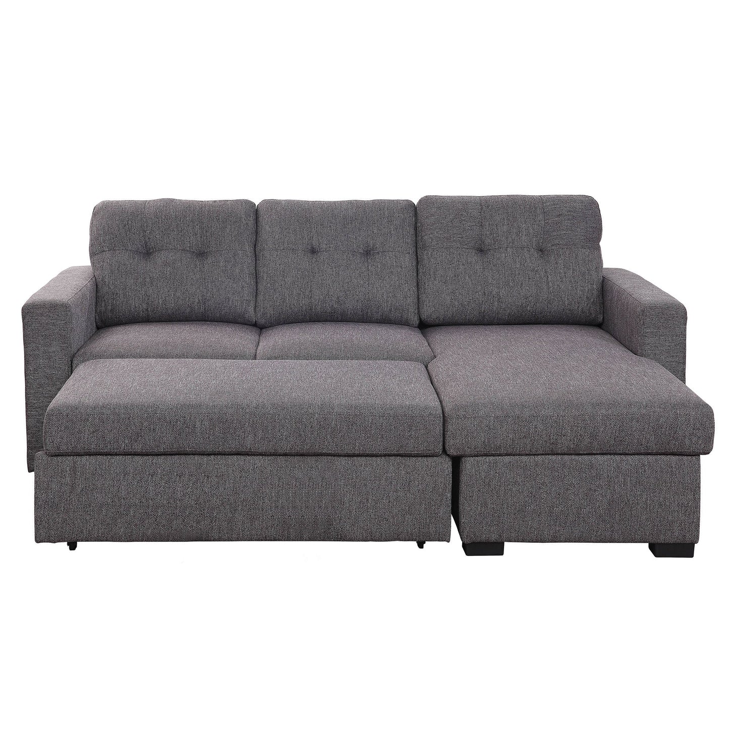 Tyson 93.25" Sectional Sofa w/Bed & Storage in Charcoal