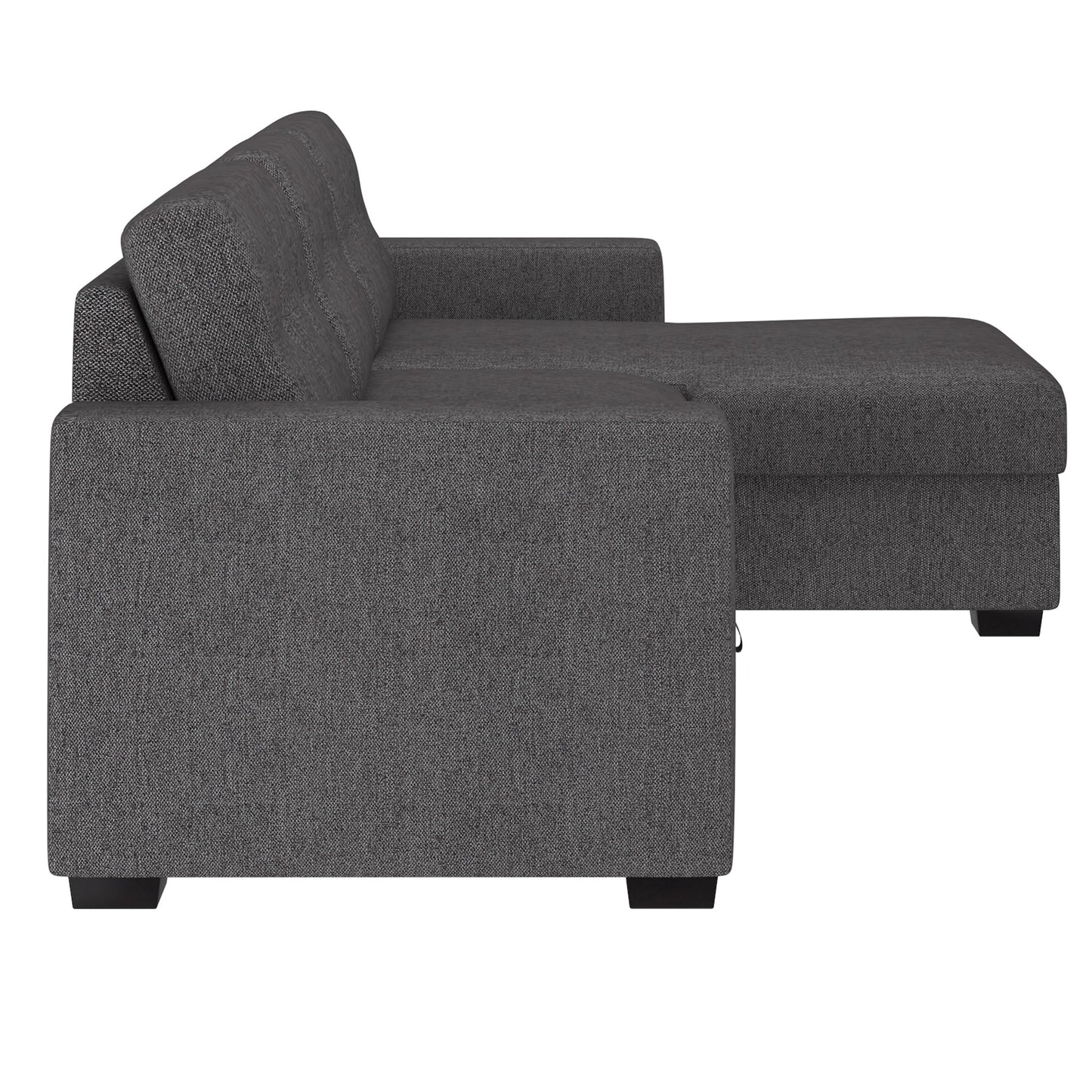 Tyson 93.25" Sectional Sofa w/Bed & Storage in Charcoal