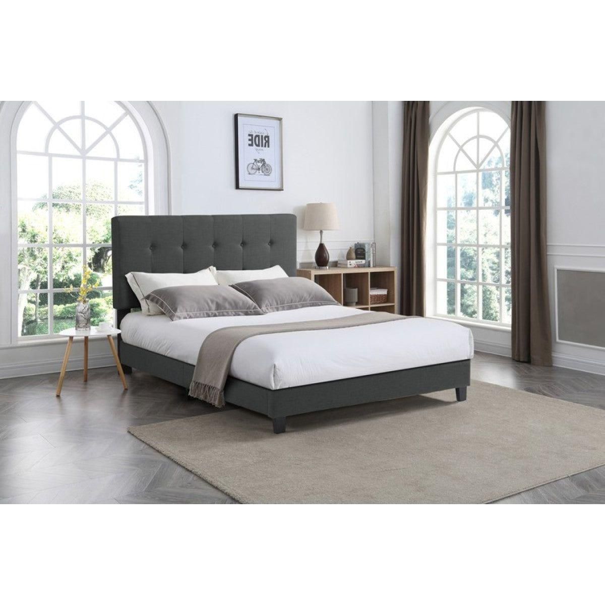 Dorian Platform Bed, Dark Grey - Queen