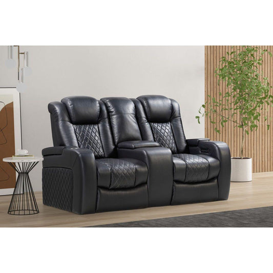 Lydia Dual Power Recliner Love Seat, Black