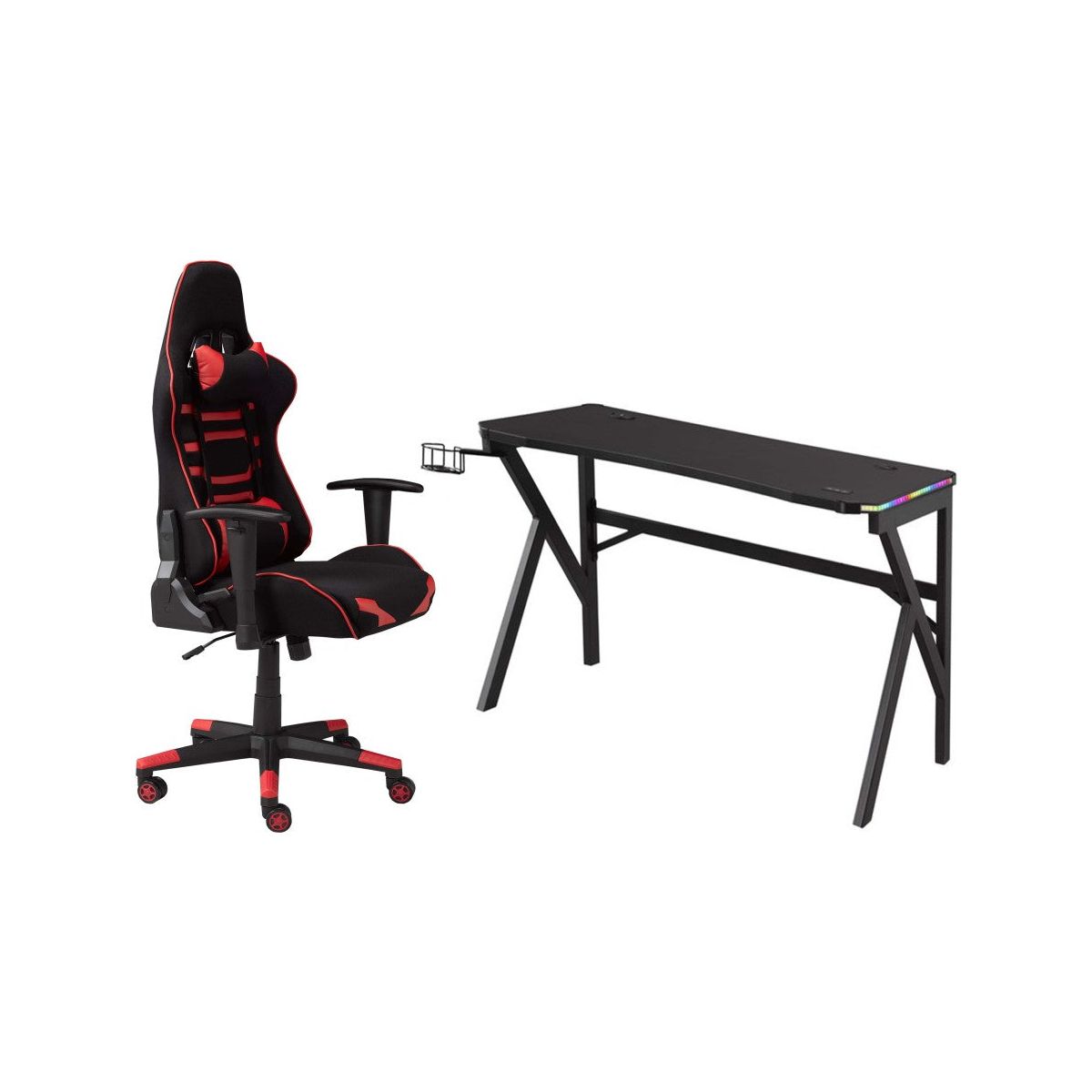 Brennan Gaming Desk & Chair Set, Red