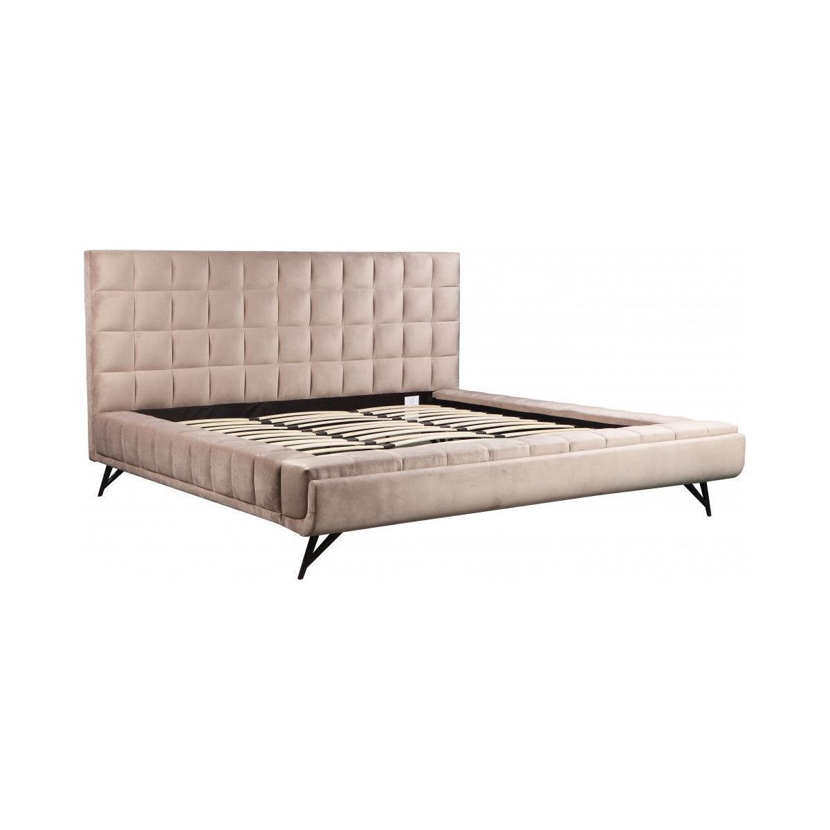 Rollo Platform Bed, Beige - Queen