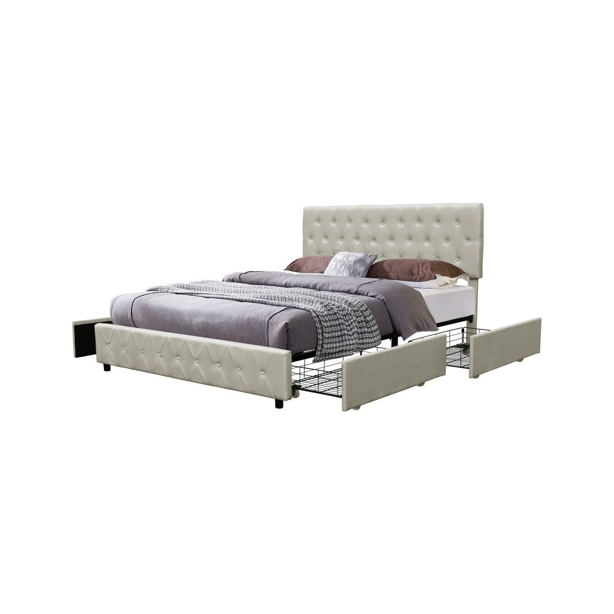 Amias Platform Storage Bed, Beige