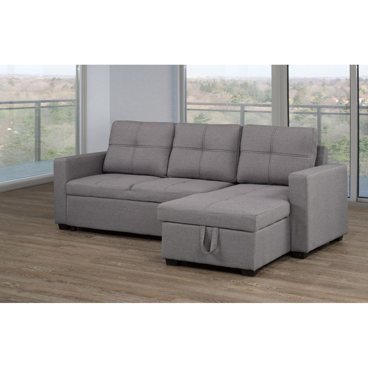 Chan LHF/RHF Reversible Sleeper Sectional w/Storage - Grey