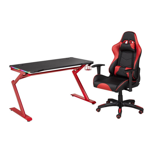 Jazz Gaming Desk & Chair Set, Red