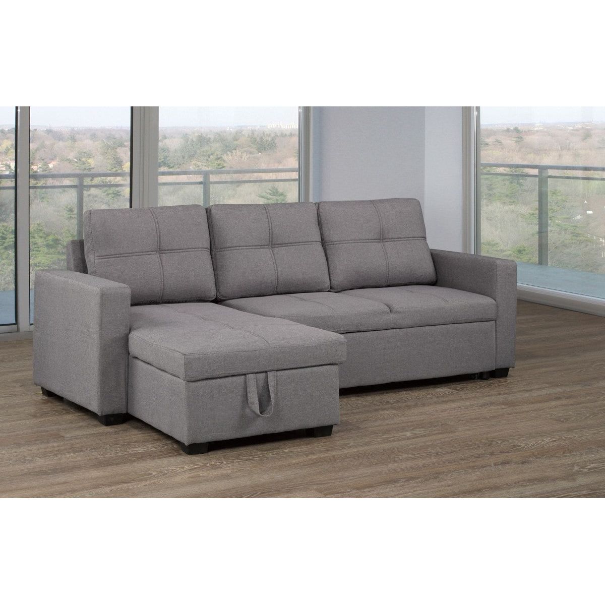 Chan LHF/RHF Reversible Sleeper Sectional w/Storage - Grey