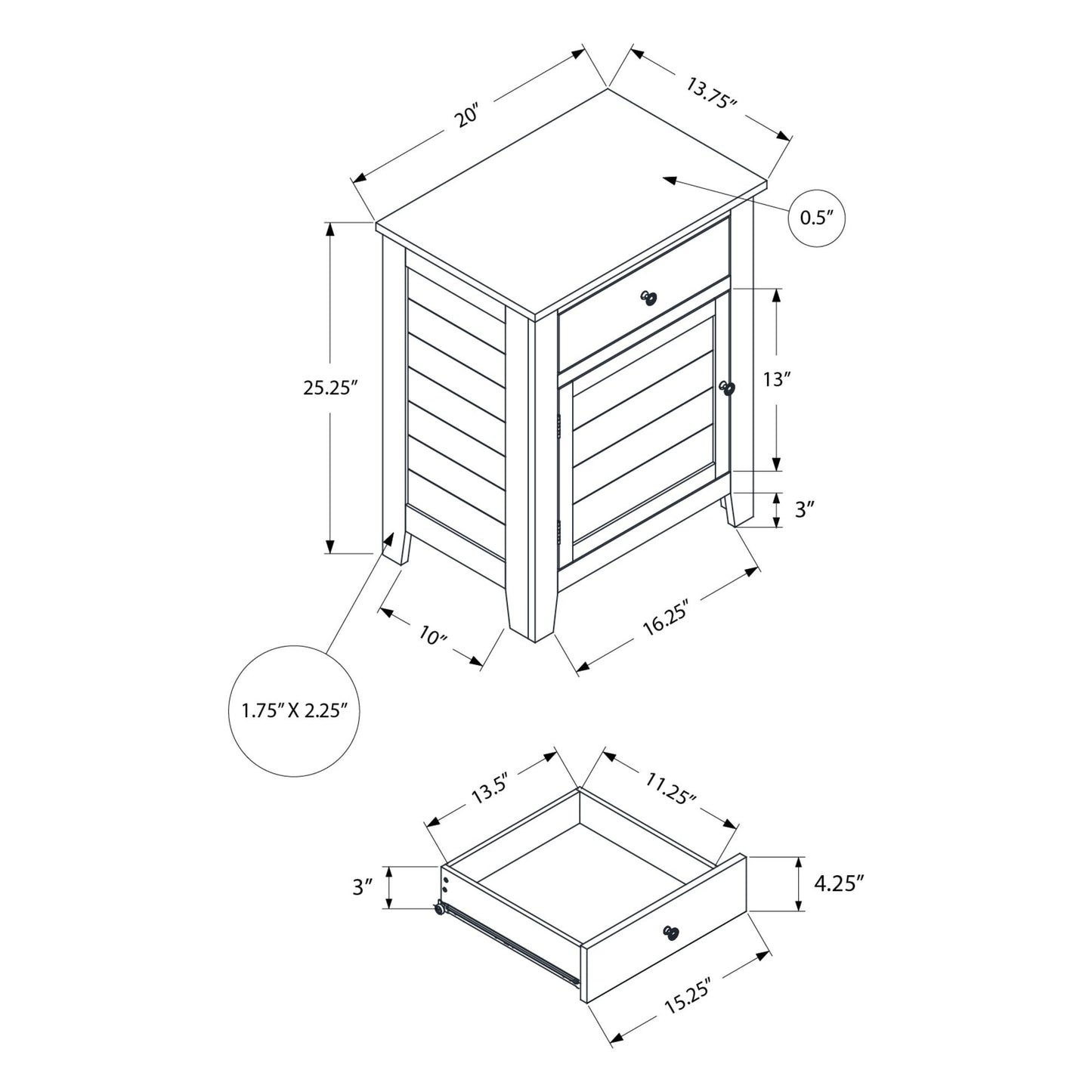 Accent Table - 25"H / Black Veneer End Table