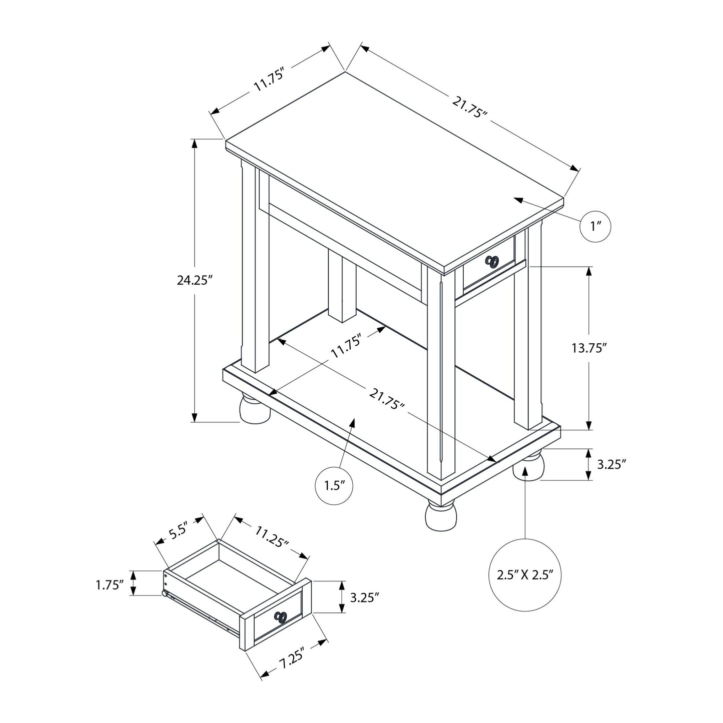 Accent Table - 24"H / Espresso Veneer End Table