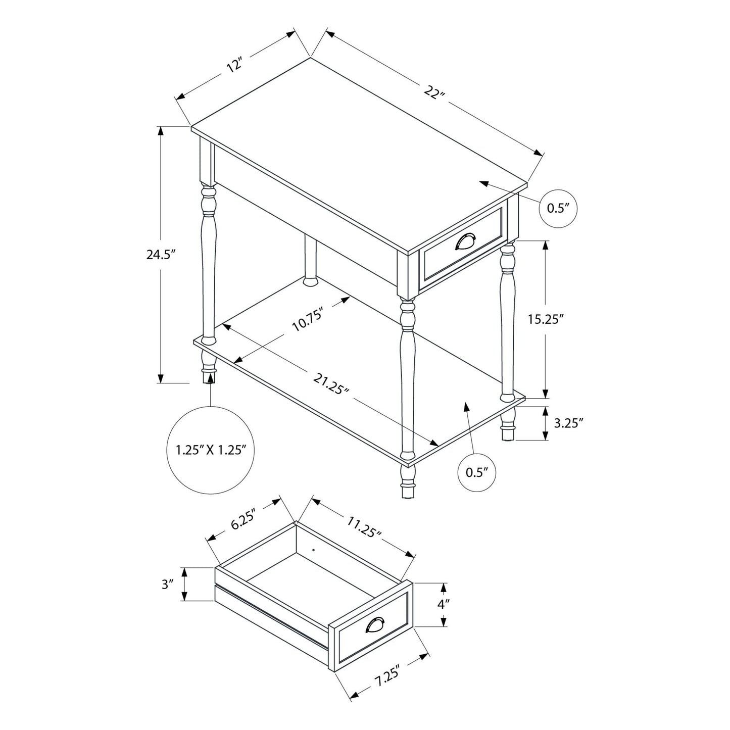 Accent Table - 24"H / Dark Green Veneer End Table