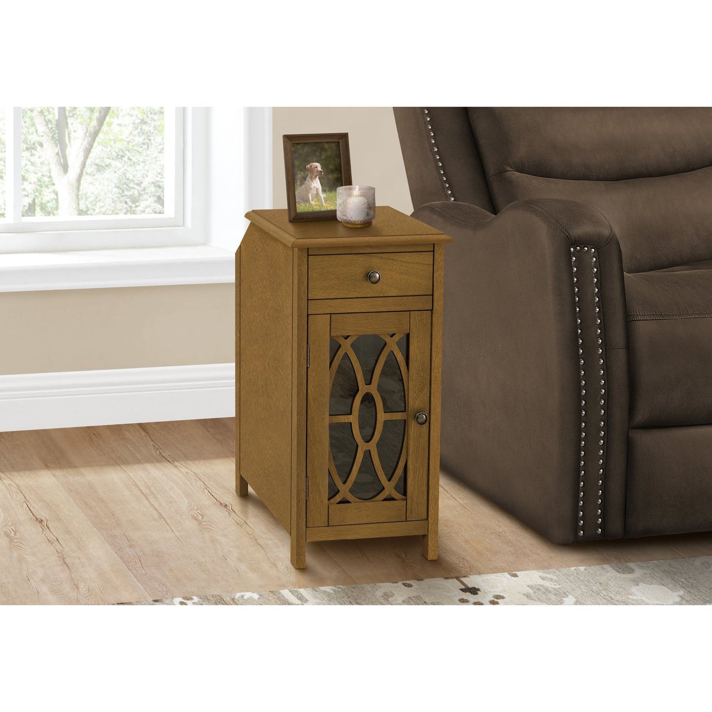 Accent Table - 24"H / Dark Taupe Veneer End Table