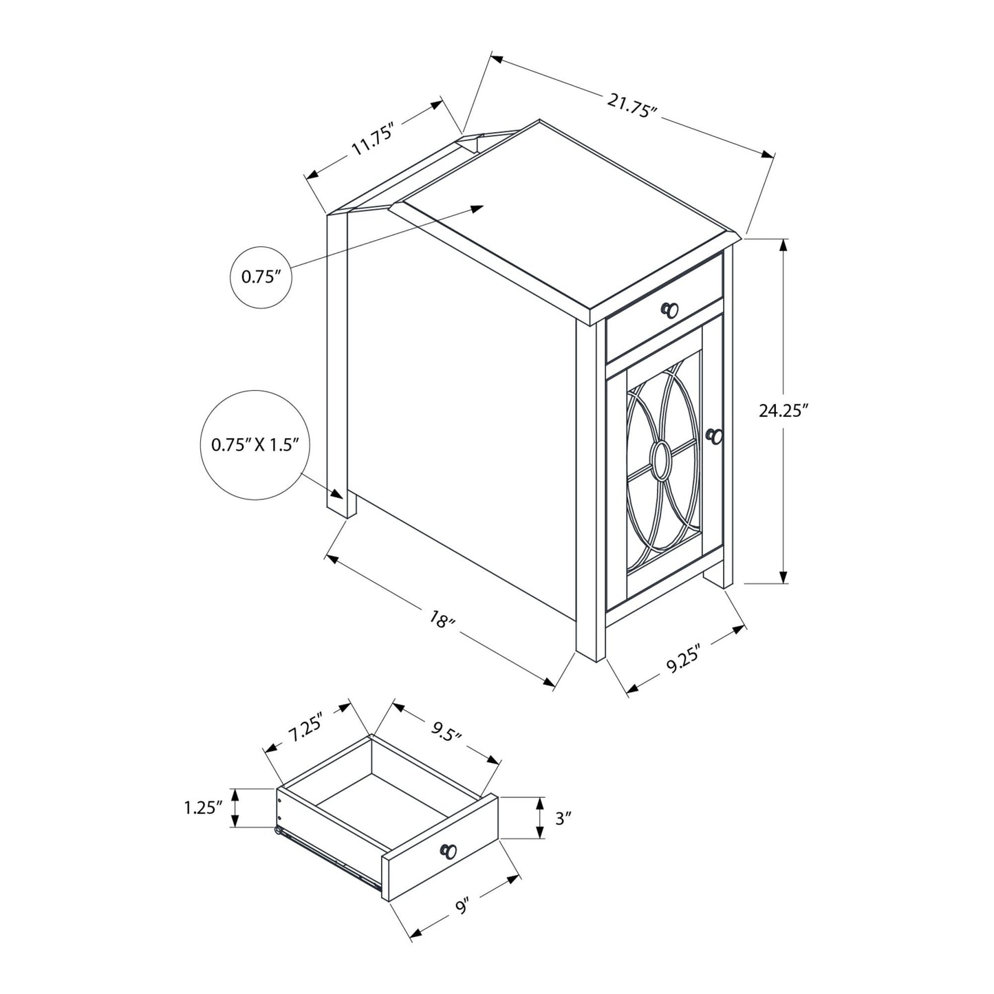 Accent Table - 24"H / Dark Taupe Veneer End Table