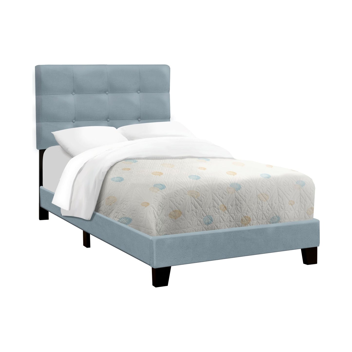 Bed - Twin Size / Steel Blue Velvet