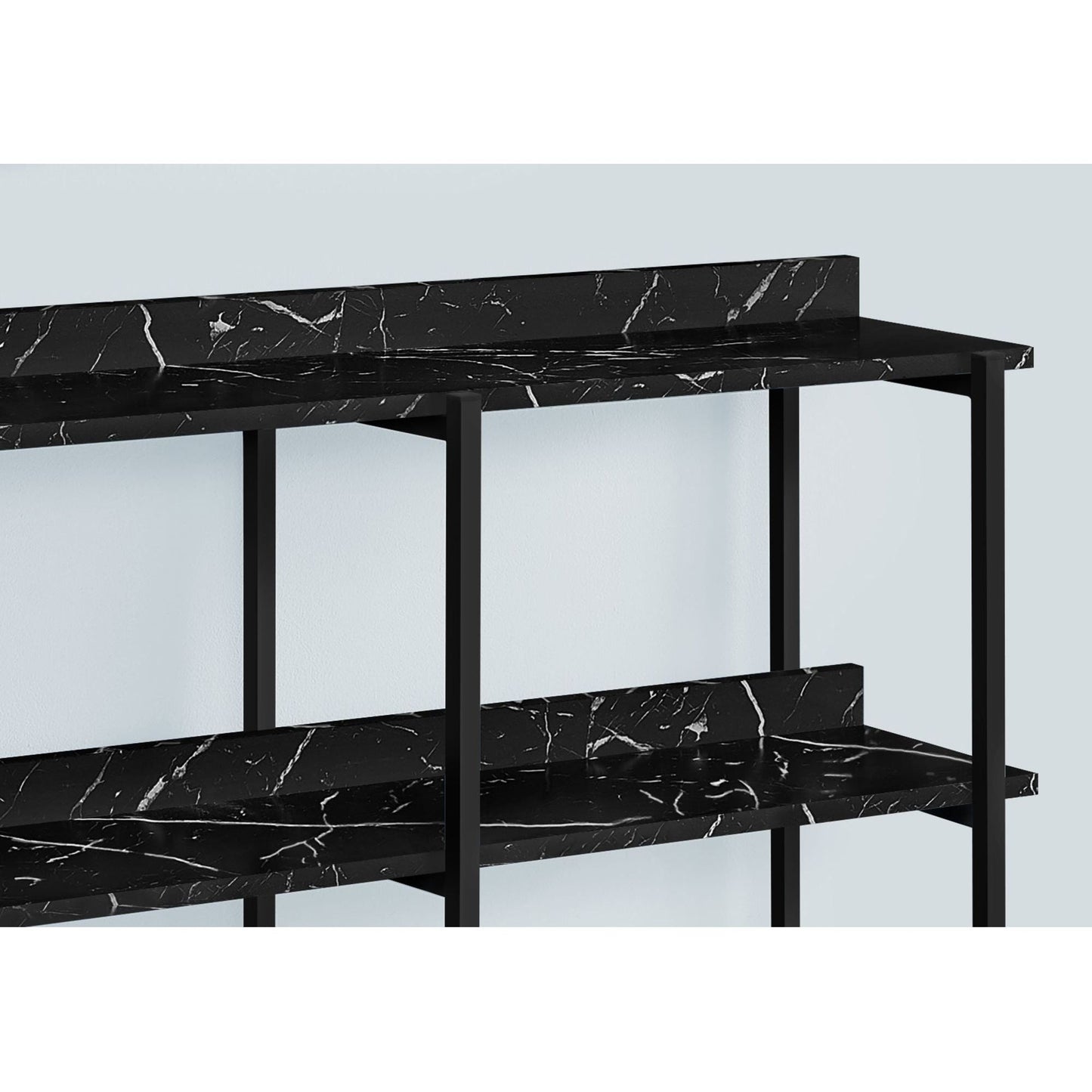 OPEN BOX  - Accent Table - 48"L / Black Marble / Black Metal Console