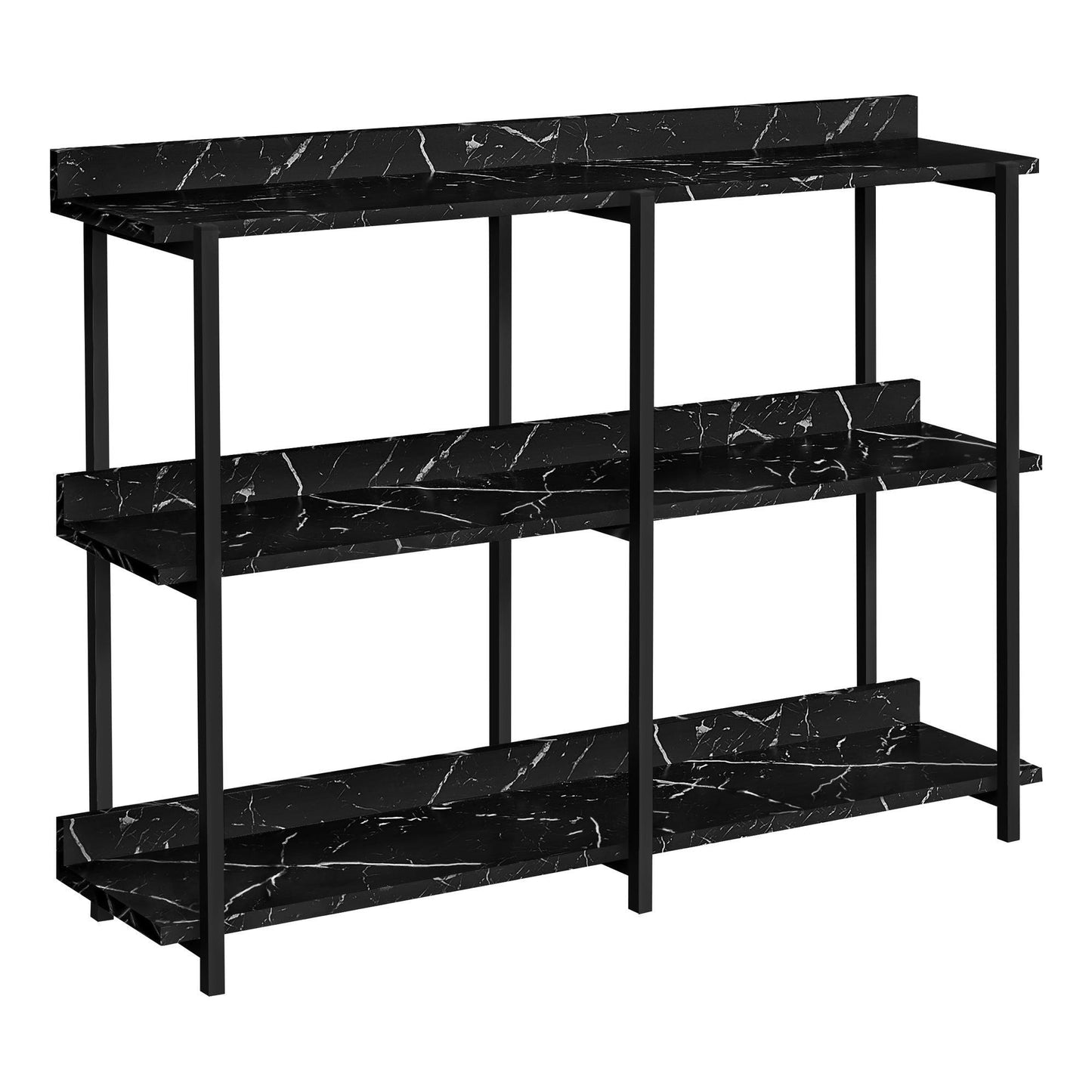 OPEN BOX  - Accent Table - 48"L / Black Marble / Black Metal Console