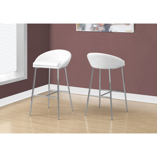 OPEN BOX - Barstool - 2Pcs / White / Chrome Base / Bar Height