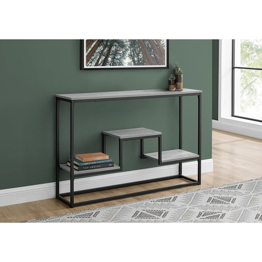 OPEN BOX - Accent Table - 48"L / Grey / Black Metal Hall Console