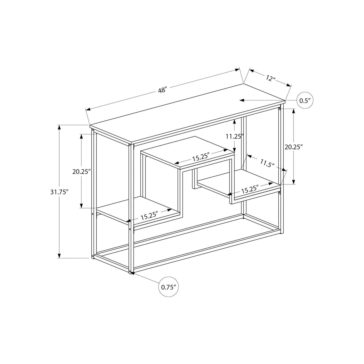 OPEN BOX - Accent Table - 48"L / Grey / Black Metal Hall Console