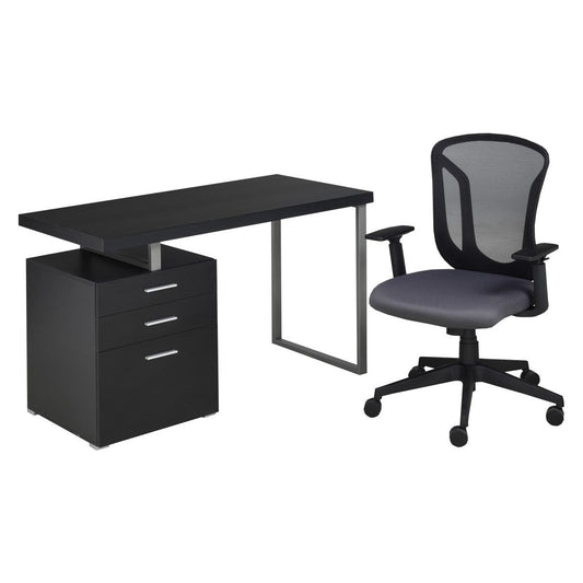 Nima Office Desk & Chair Set, Grey