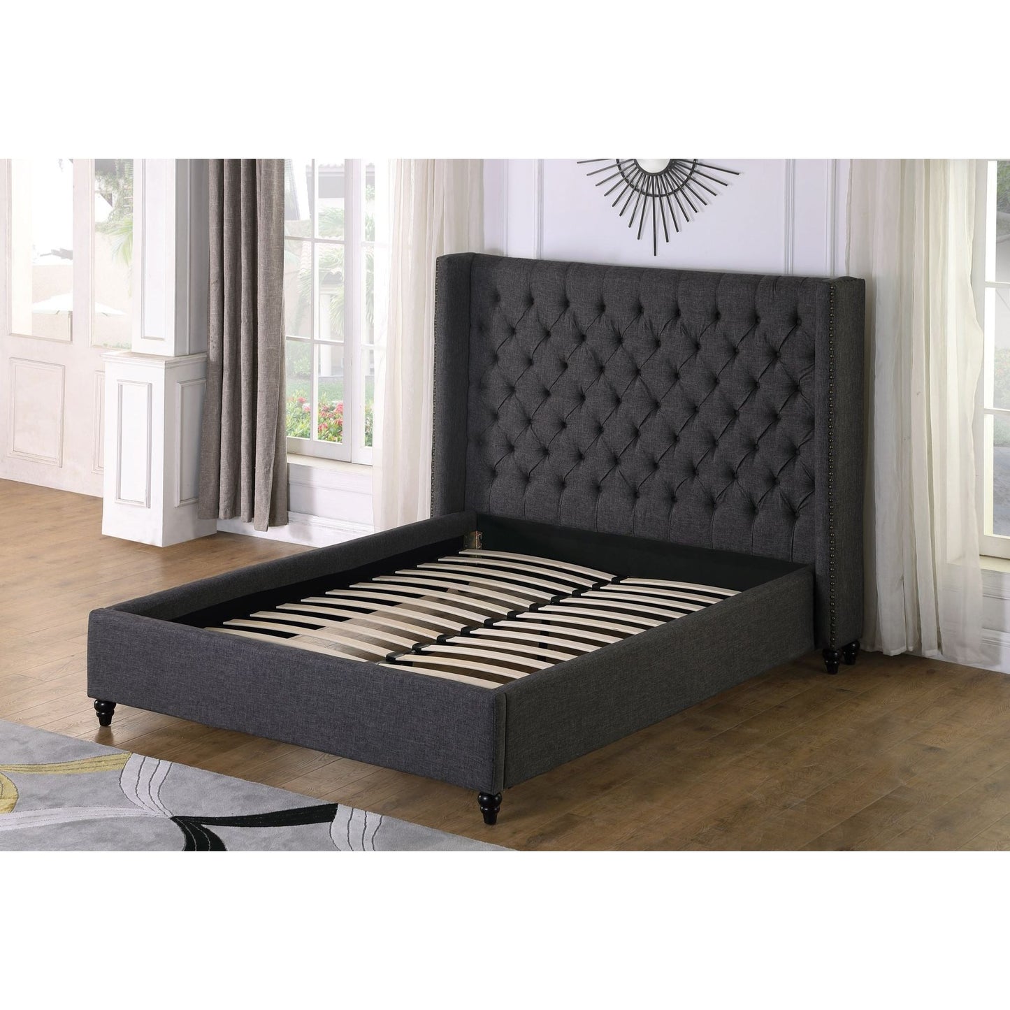 Bella Platform Bed, Grey - Queen