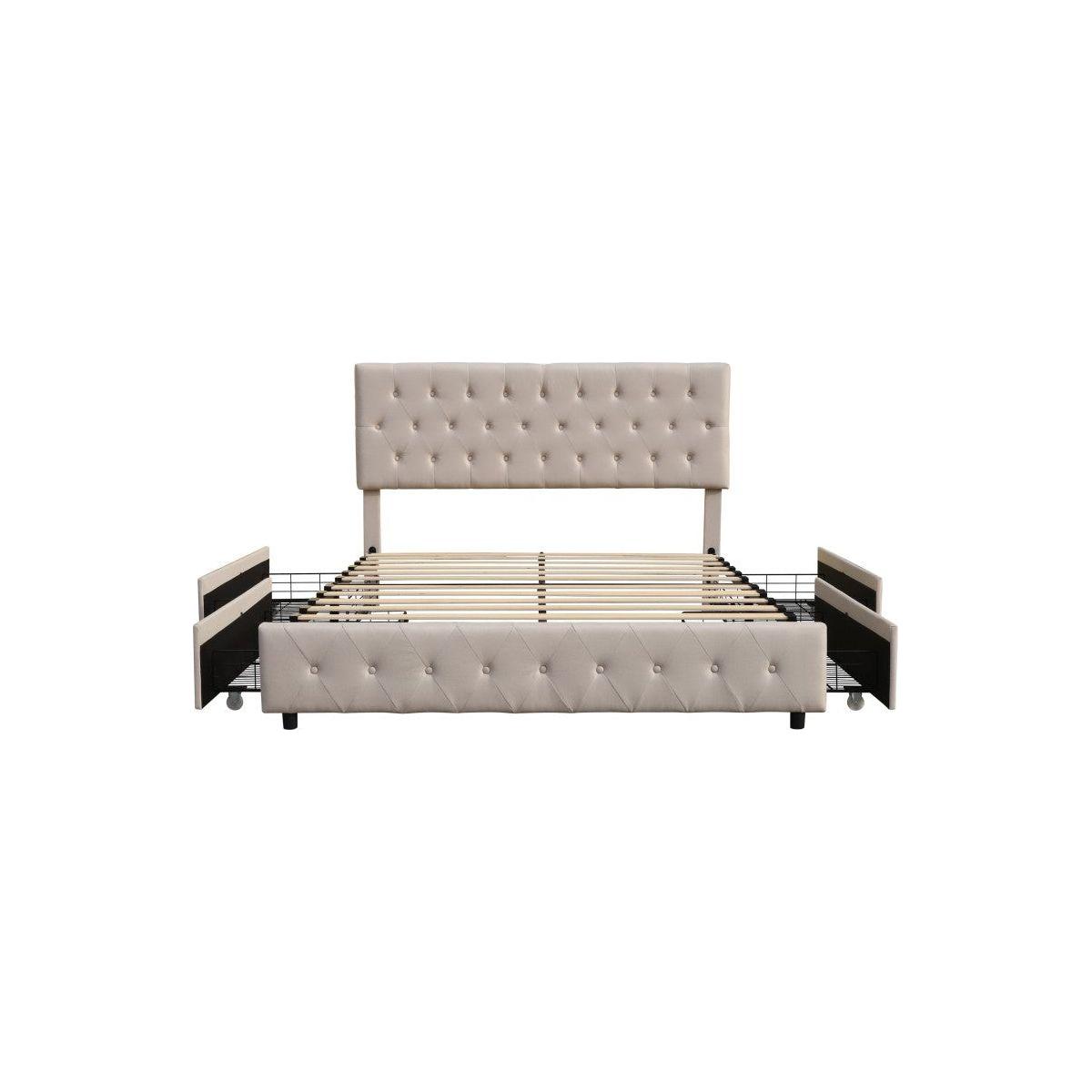 Amias Platform Storage Bed, Beige