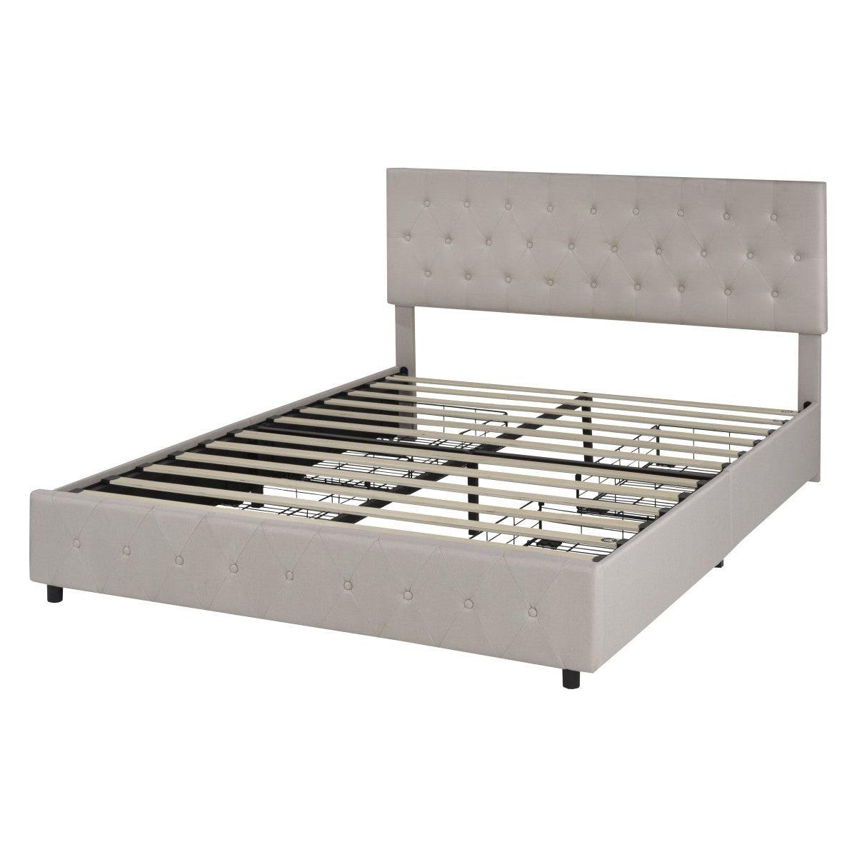 Amias Platform Storage Bed, Beige