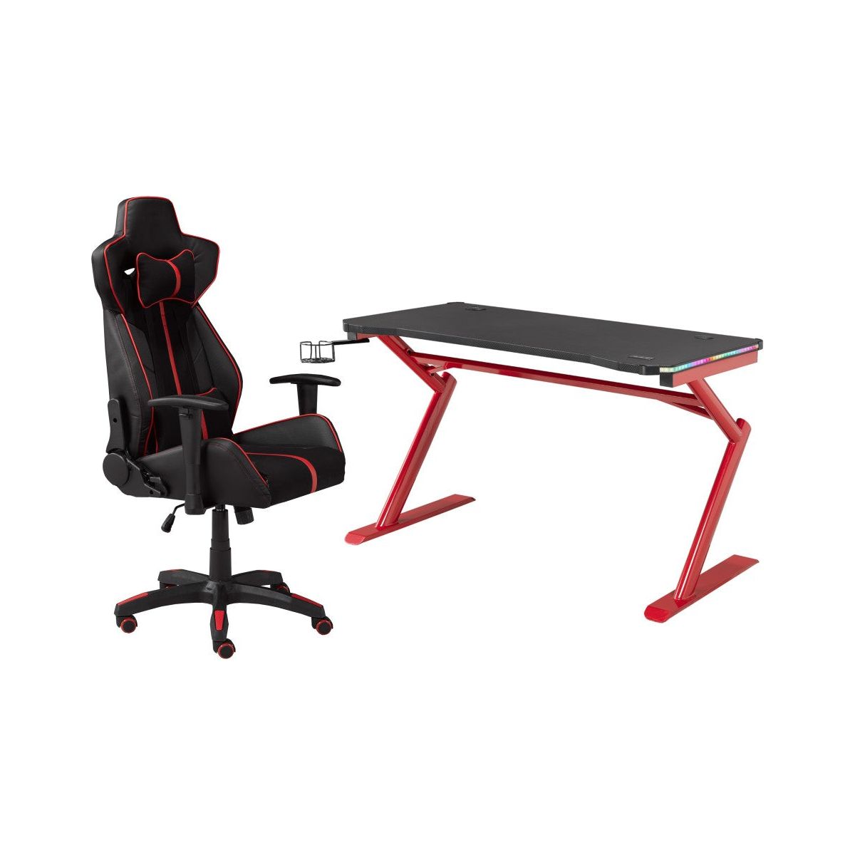 Angad Gaming Desk & Chair Set, Red/Black