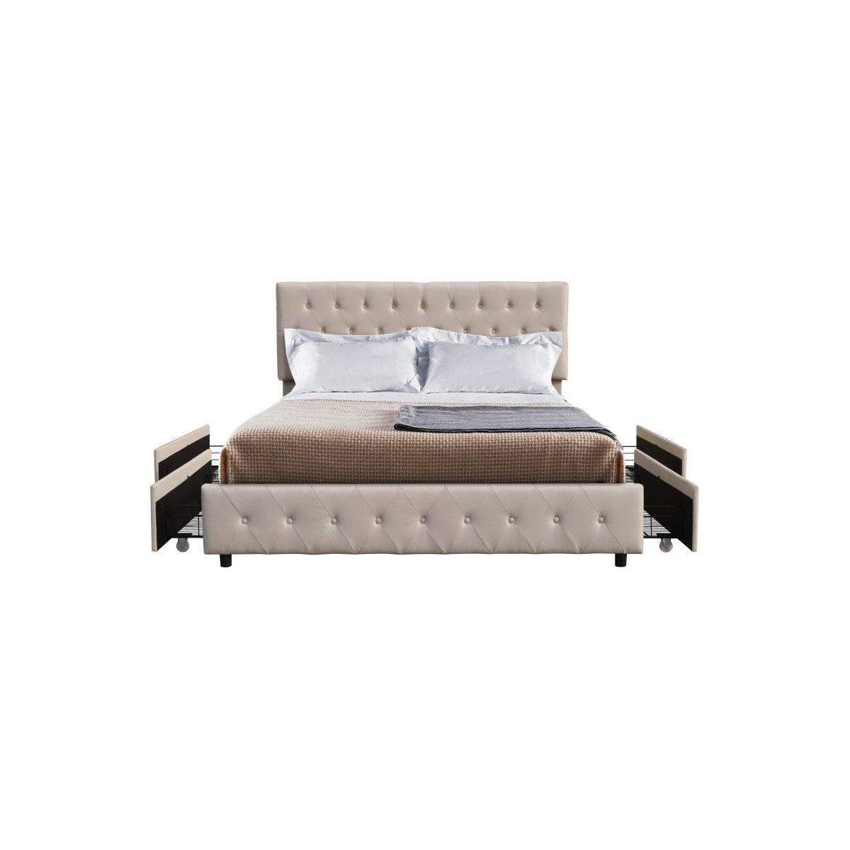 Amias Platform Storage Bed, Beige