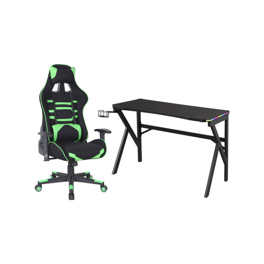 Brennan Gaming Desk & Chair Set, Green