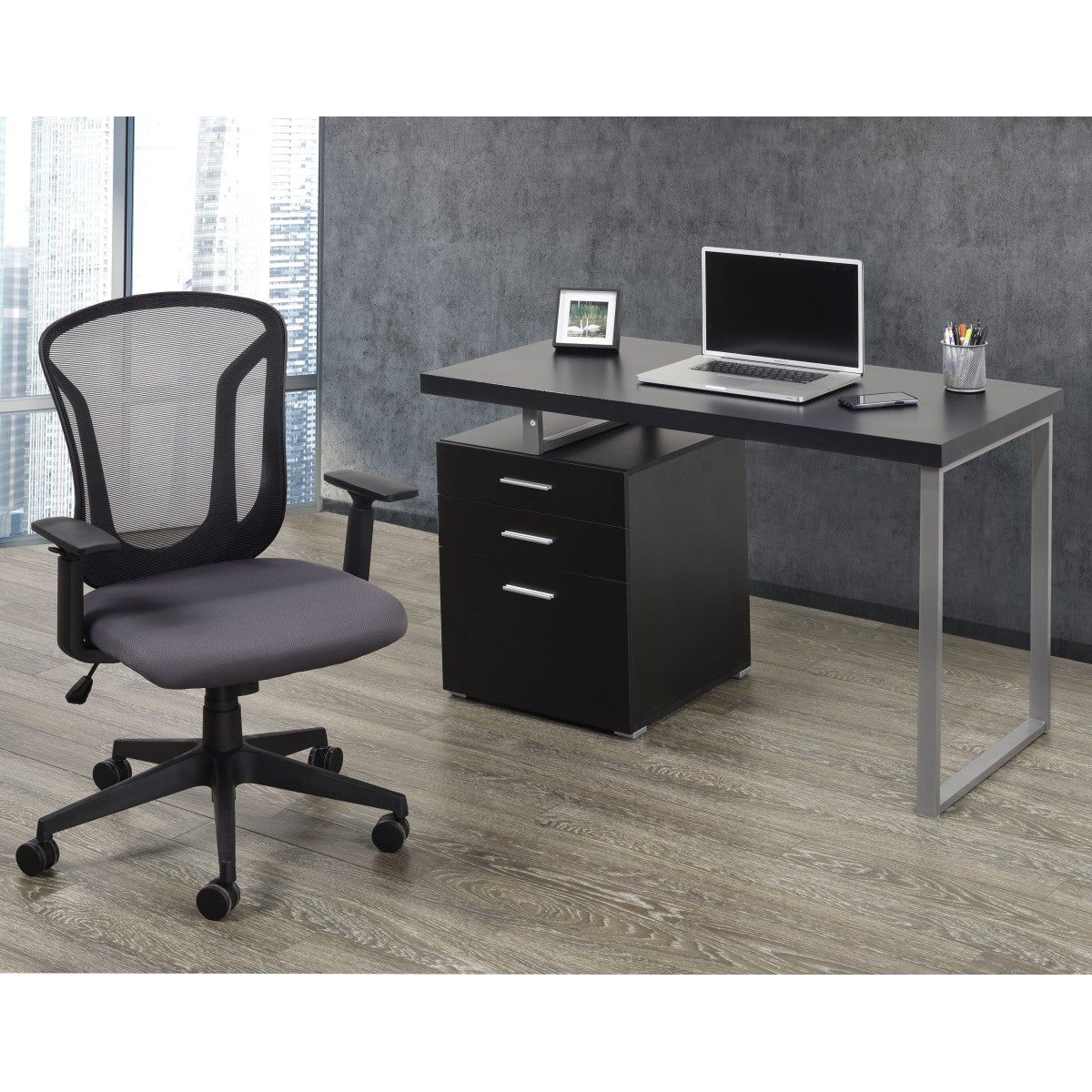 Nima Office Desk & Chair Set, Grey