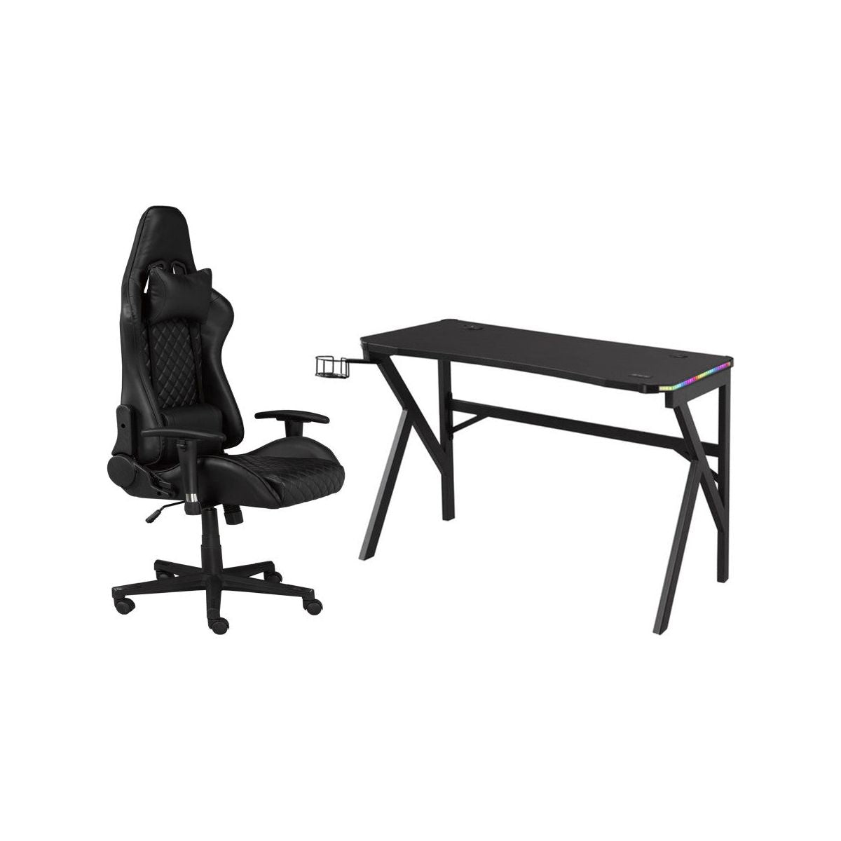 Justin Gaming Desk & Chair Set, Black