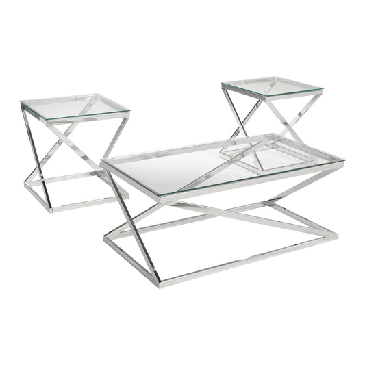 Amari 3-Peice Coffee Table Set, Silver