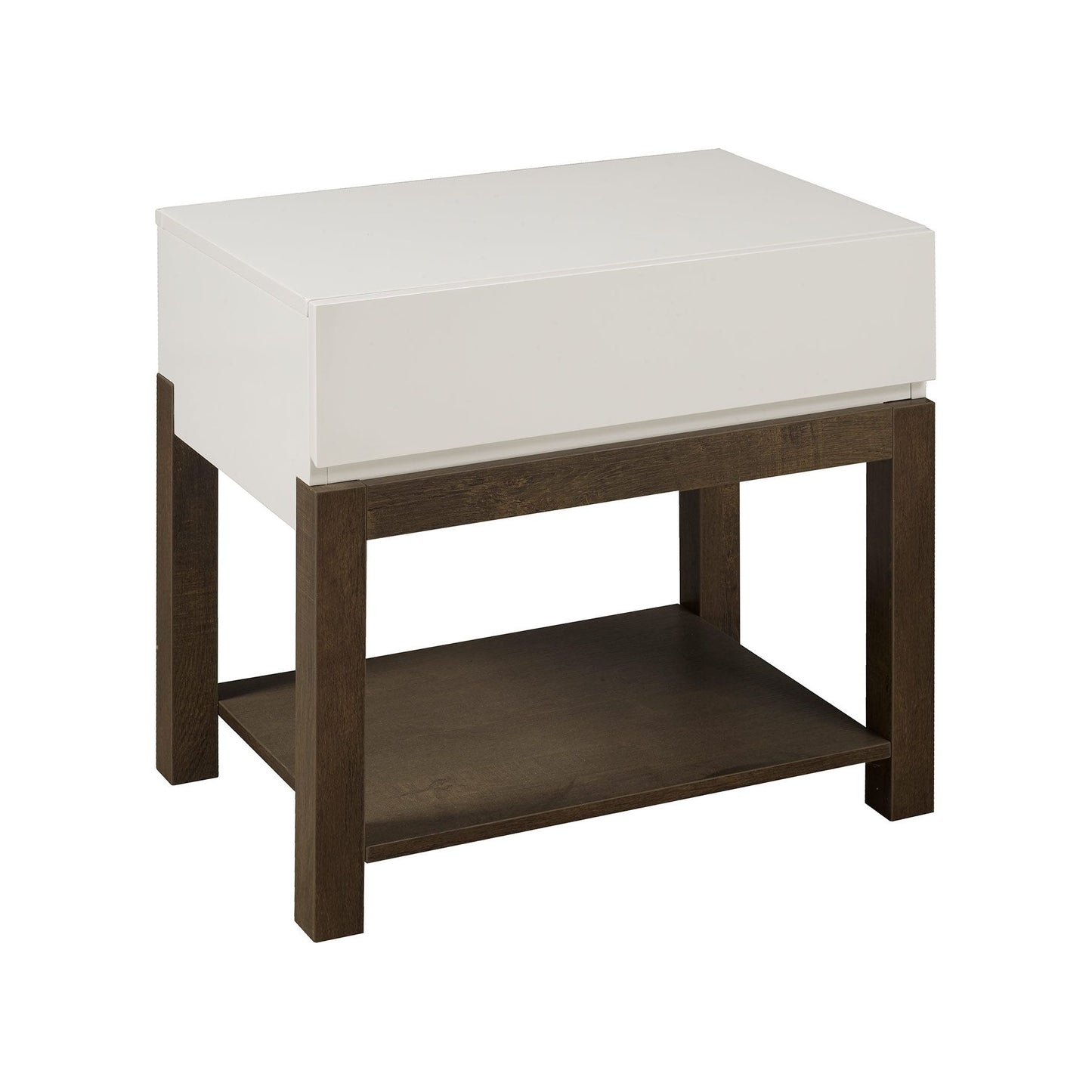 Juanita Night Stand, White/Walnut Oak