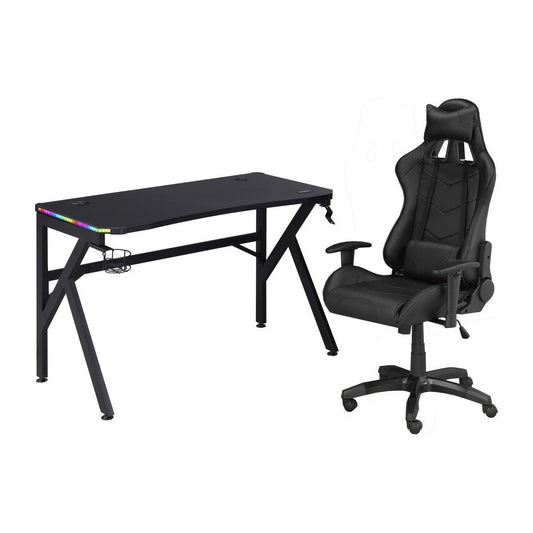 Jag Gaming Desk & Chair Set, Black