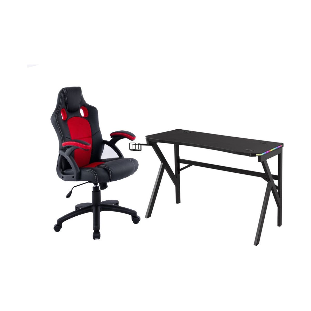 Riu Gaming Desk & Chair Set, Red/Black