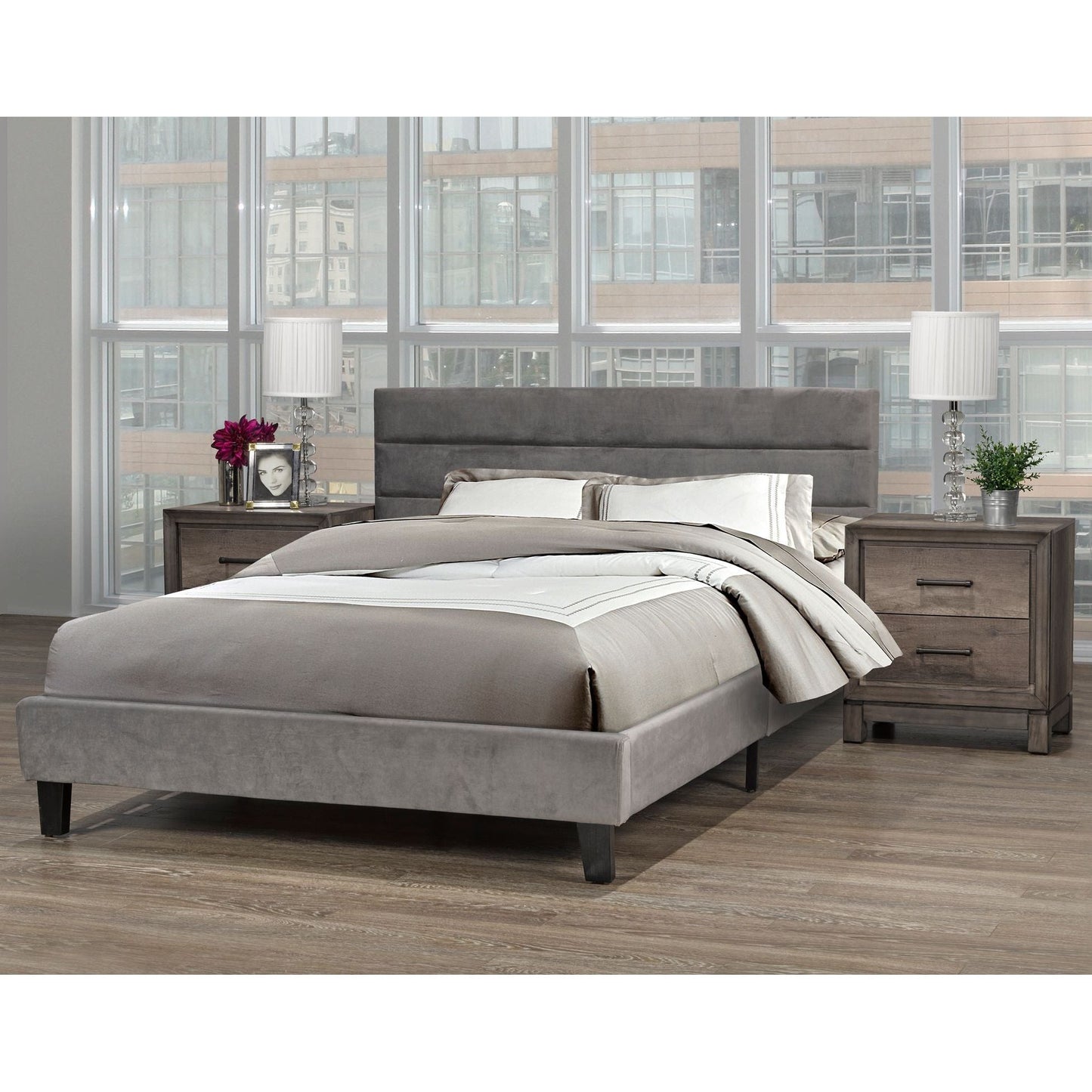 Josh Platform Bed, Grey - Queen