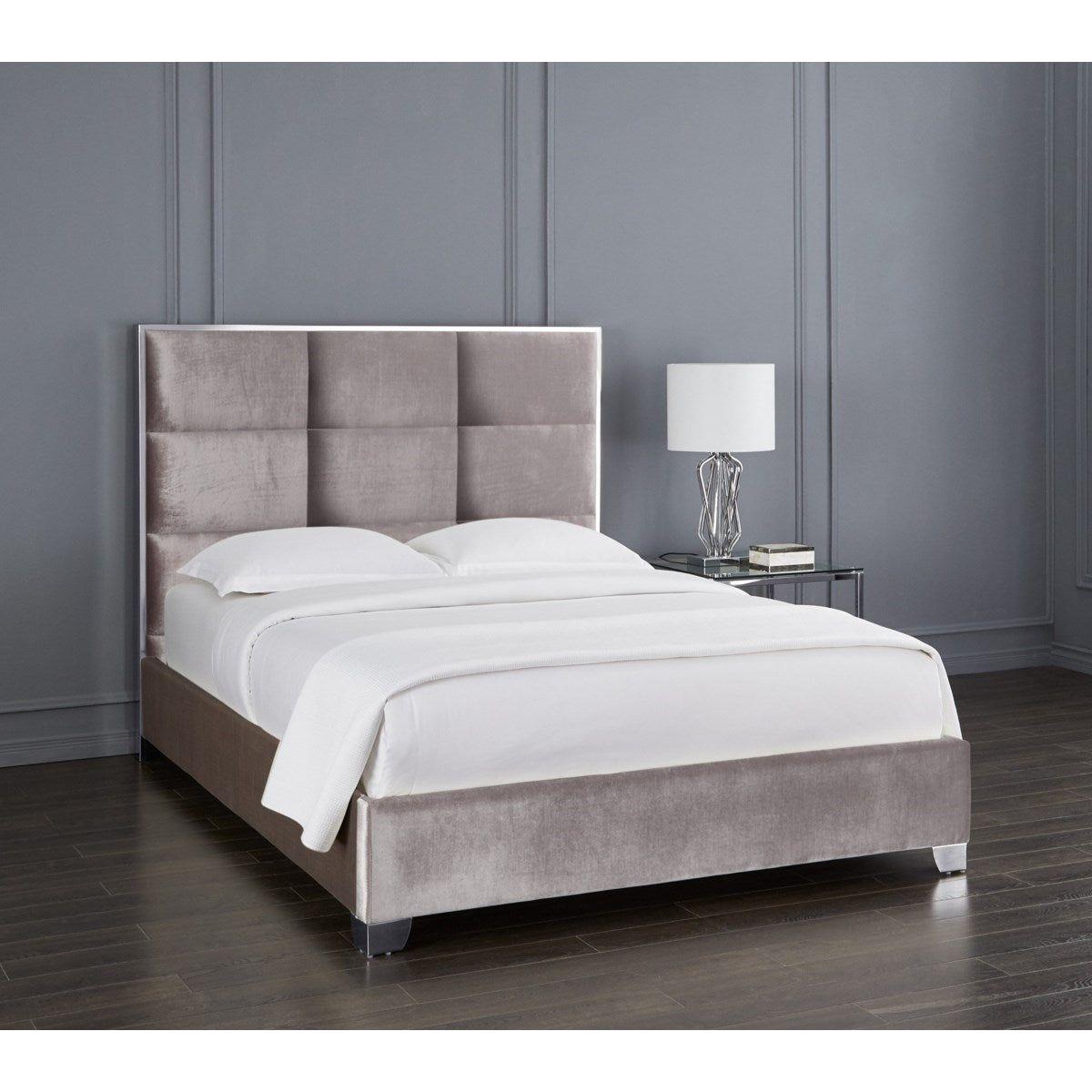 Blair Queen Platform Bed - Grey Velvet