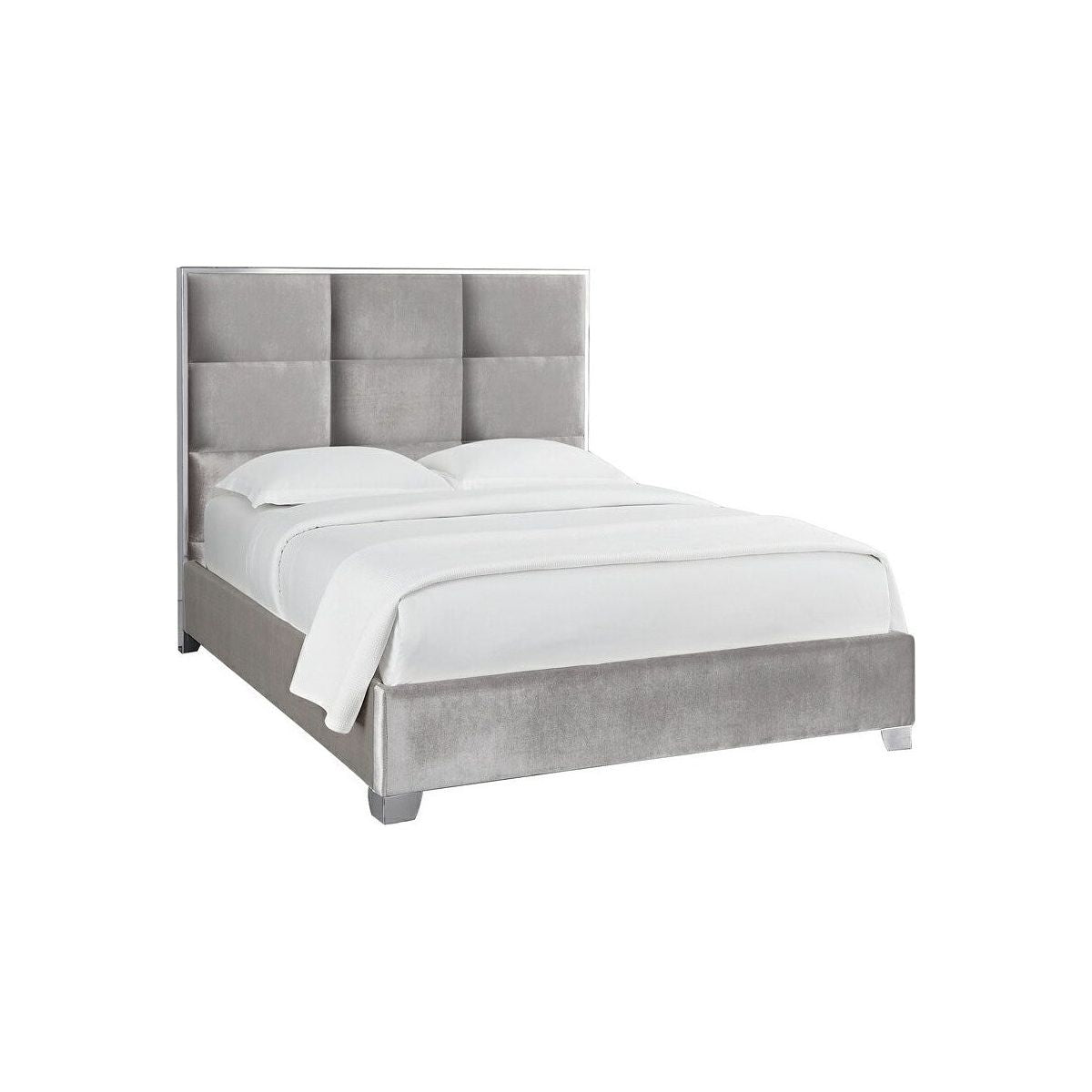 Blair Queen Platform Bed - Grey Velvet