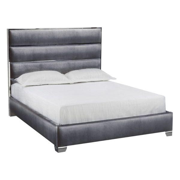 Sierra Platform Queen Bed - Charcoal Velvet