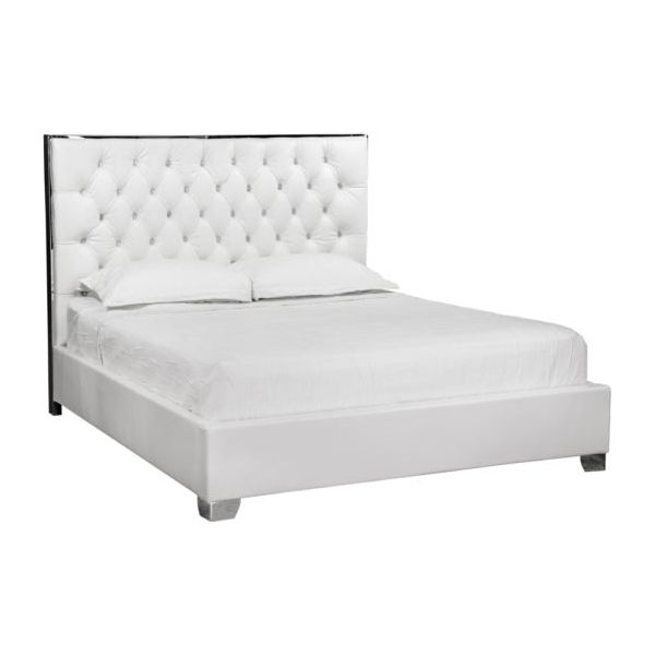 Kroma Platform Bed (Queen) - White Leatherette